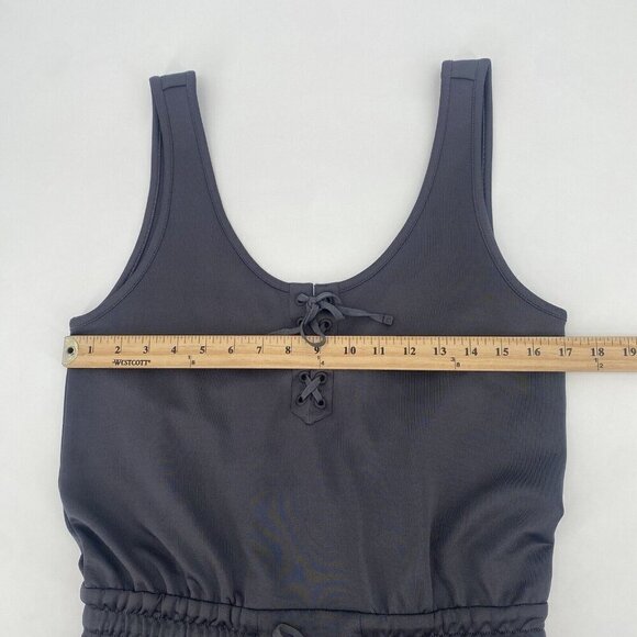 BLANC NOIR Side Medium Lace Up Romper Sleeveless Charcoal Gray Modal - Picture 10 of 16